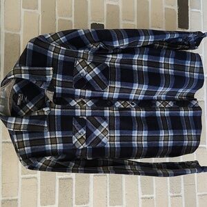 O'Reilly Superfleece Flannel Plaid Print Full Snap Front Shirt Grunge